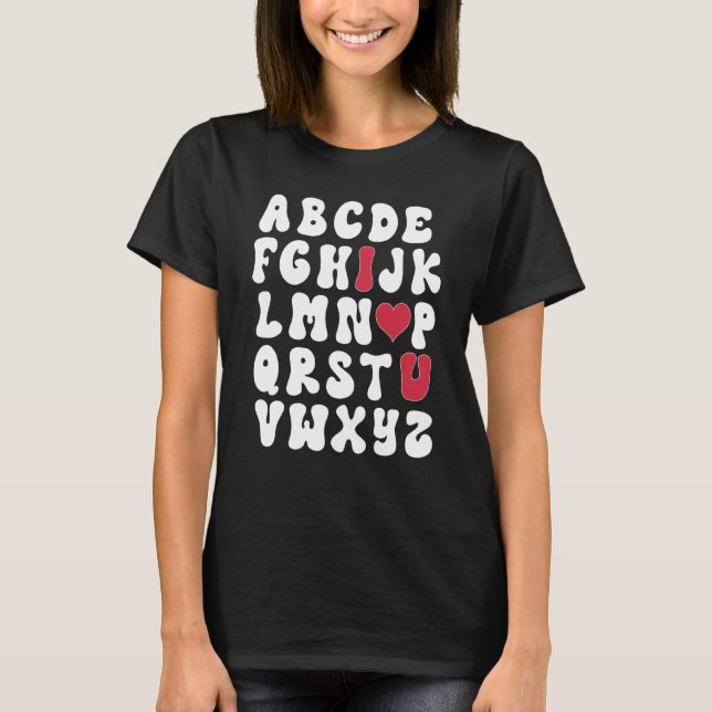 Camiseta Valentines Day Alphabet Abc Love You Teacher Kids  (Frente)