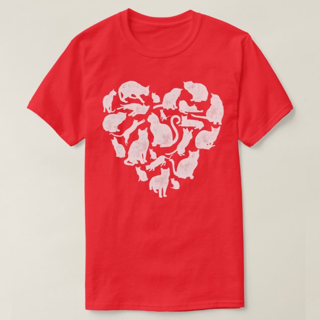 Camiseta Valentines Day Cat Heart Funny Kitty Kitten (1) (Frente do Design)