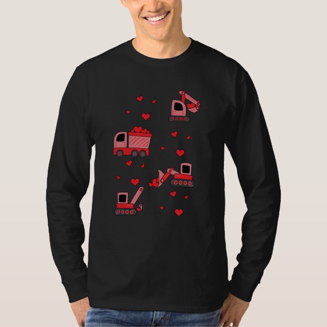 Camiseta Valentines Day Construction Trucks Boys Toddler (Frente)