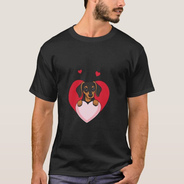 Camiseta Valentine's Day Dachshund Heart (Frente)