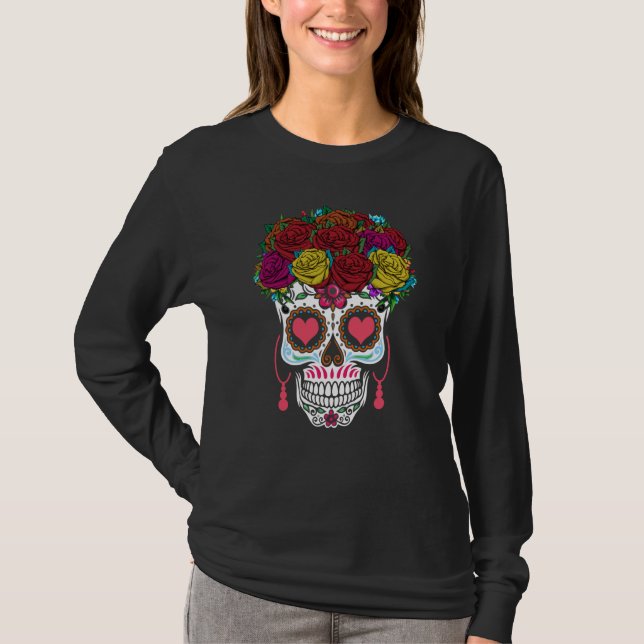 Camiseta Valentines Day Dia De Los Muertos Roses Valentine (Frente)