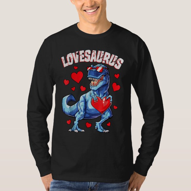 Camiseta Valentines Day Dinosaur Lovesaurus rex Boys Men Ki (Frente)