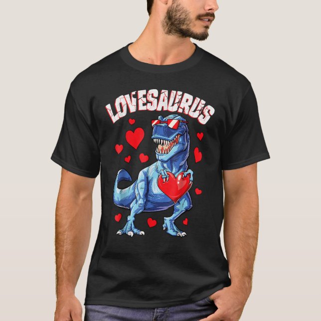 Camiseta Valentines Day Dinosaur Lovesaurus rex Boys Men Ki (Frente)