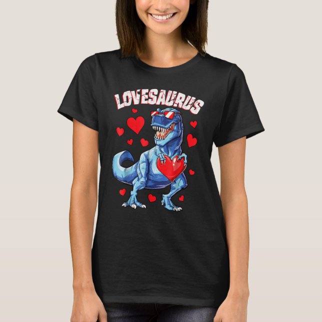 Camiseta Valentines Day Dinosaur Lovesaurus rex Boys Men Ki (Frente)