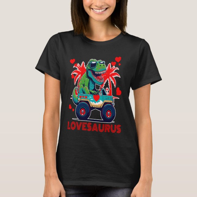 Camiseta Valentines Day Dinosaur Rex Boys Valentine Kids Lo (Frente)