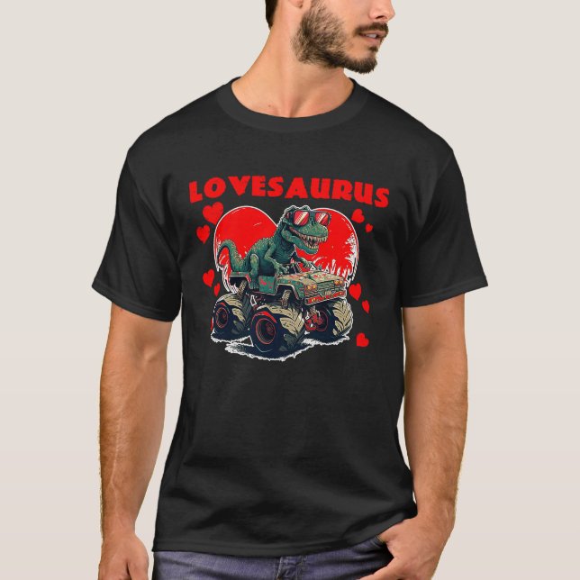 Camiseta Valentines Day Dinosaur Rex Boys Valentine Kids Lo (Frente)