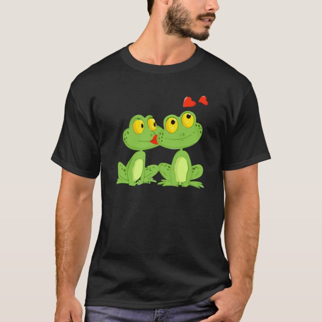 Camiseta Valentines Day Frogs Heart Boyfriend Girlfriend (Frente)