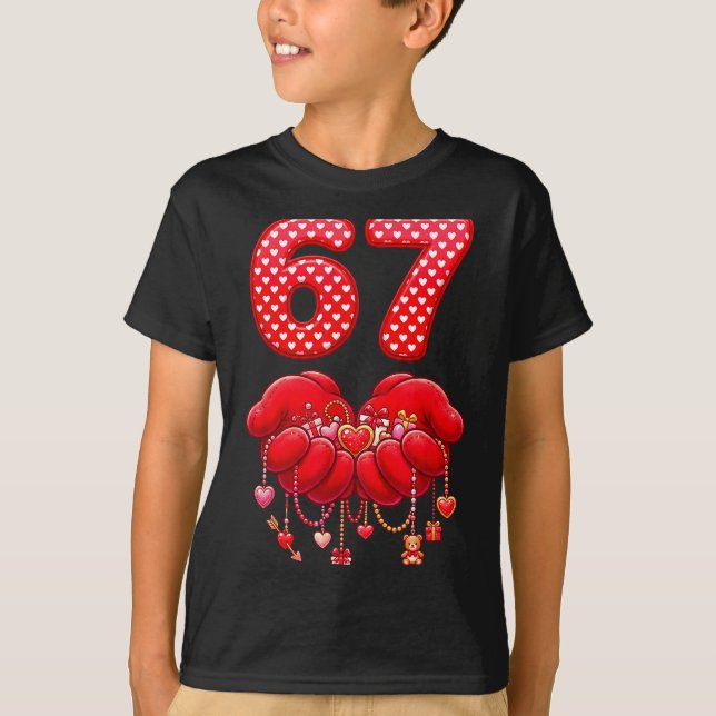 Camiseta Valentines Day Funny 67 Six Seven Valentine Heart  (Frente)