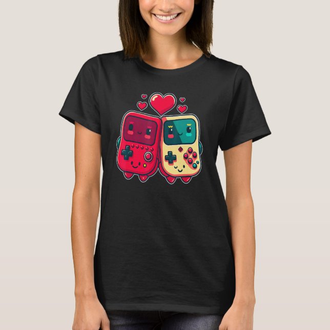 Camiseta Valentine's Day Gaming Console for Gamer Couples K (Frente)