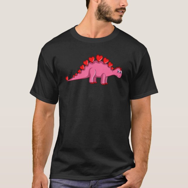 Camiseta Valentines Day Girls and Womens Stegosaurus Hearts (Frente)