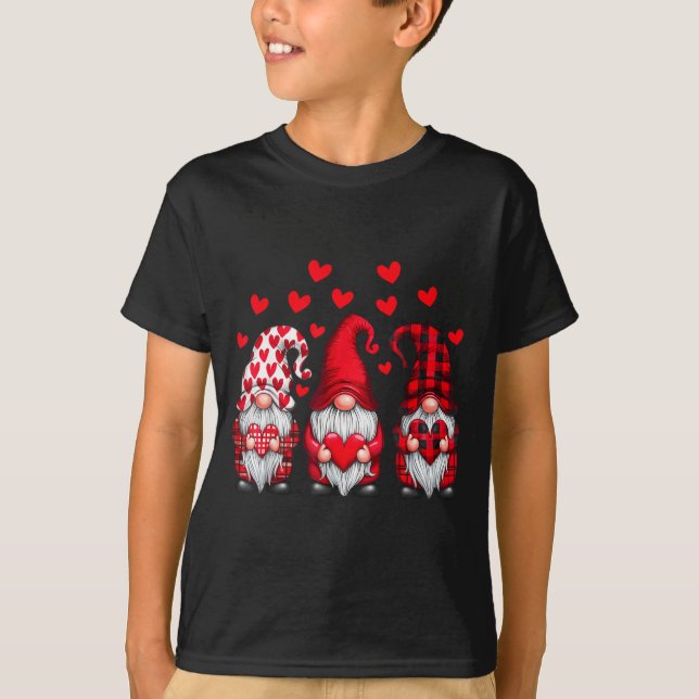 Camiseta Valentines Day Gnomes Cute Red Hearts Love Gnome W (Frente)