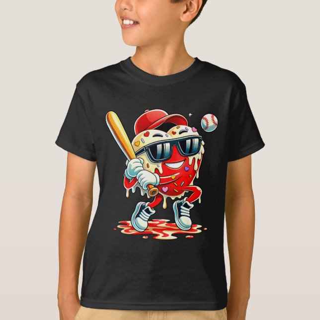 Camiseta Valentines Day Heart Baseball Drip Ice Cream Boys  (Frente)