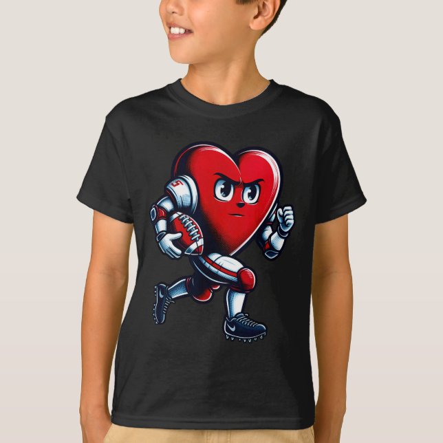 Camiseta Valentines Day Heart Football Player Team Srts  (Frente)