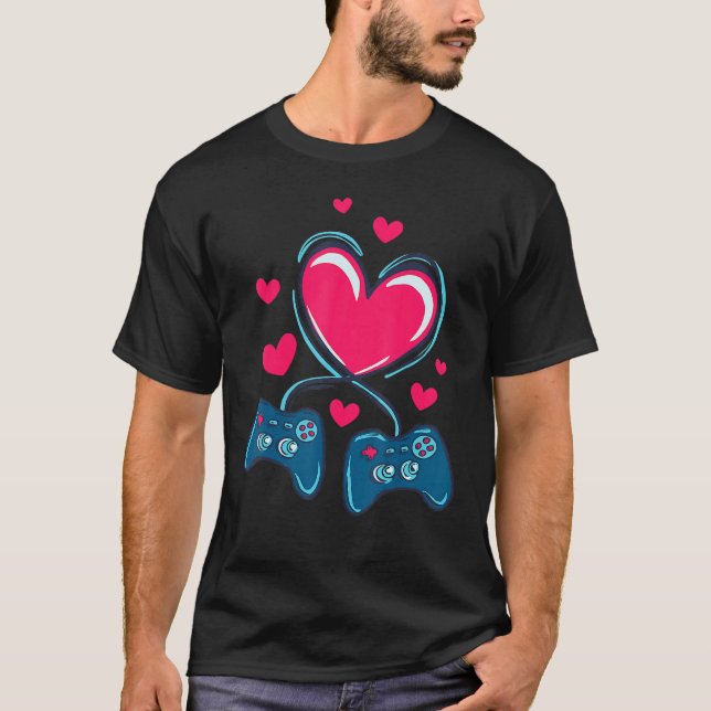 Camiseta Valentines Day Heart Gamer V Is For Video Games (Frente)