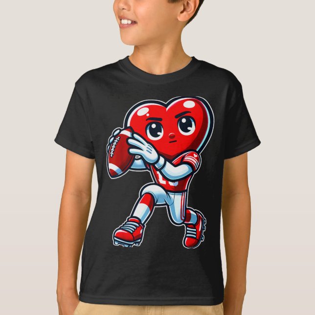 Camiseta Valentines Day Heart Quarterback Football Srts  (Frente)