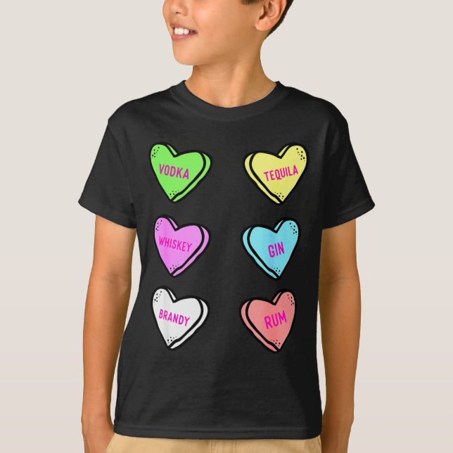 Camiseta Valentines Day Hearts Drinking Liquor Lovers Anti  (Frente)