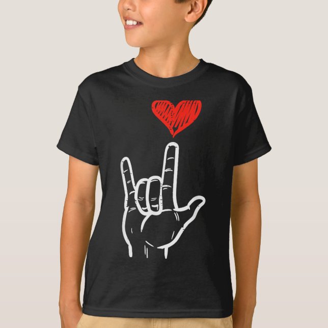 Camiseta Valentines Day I Love You Hand Sign Asl Heart Wome (Frente)