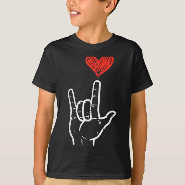 Camiseta Valentines Day I Love You Hand Sign Asl Heart Wome (Frente)