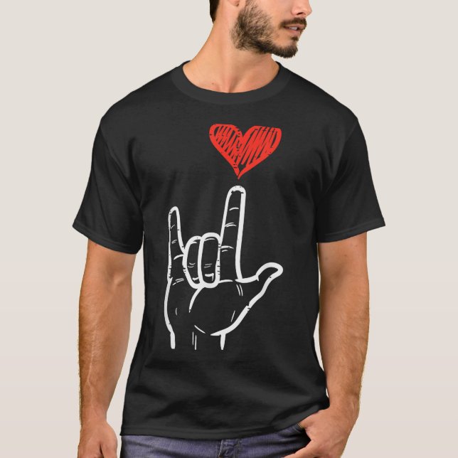 Camiseta Valentines Day I Love You Hand Sign Asl Heart Wome (Frente)