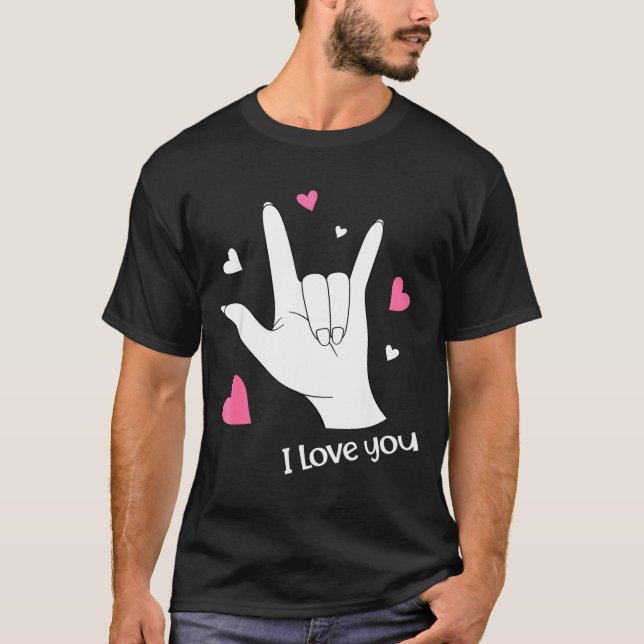 Camiseta Valentines Day I Love You Hand Sign Language Asl H (Frente)