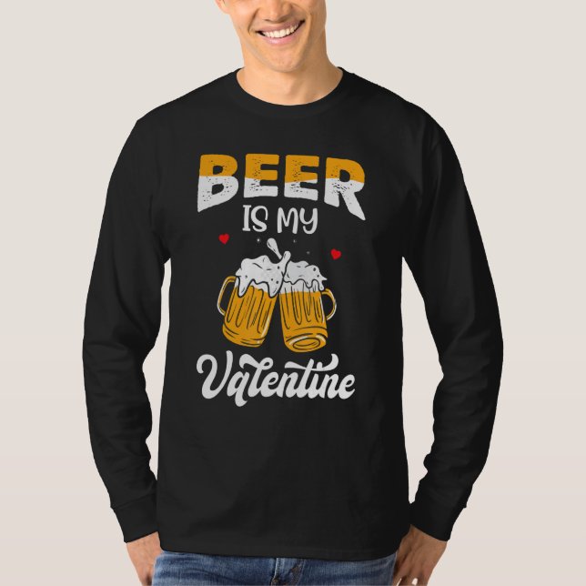 Camiseta Valentine's Day Joke Pun - Beer Is My Valentine_1 (Frente)