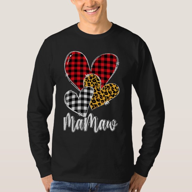 Camiseta valentines day leopard mamaw Buffalo Plaid mamaw l (Frente)
