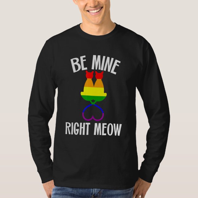 Camiseta Valentine's Day Lesbian Pride Cat  Be Mine Right M (Frente)