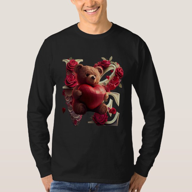 Camiseta Valentine's Day Love Heart Bear Teddy Girlfriend (Frente)