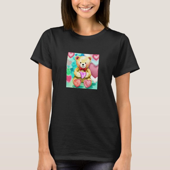 Camiseta Valentine's Day Love Heart Bear Teddy Girlfriend F (Frente)