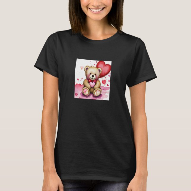 Camiseta Valentine's Day Love Heart Bear Teddy Girlfriend F (Frente)
