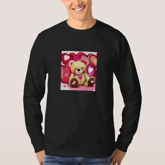 Camiseta Valentine's Day Love Heart Bear Teddy Girlfriend F (Frente)