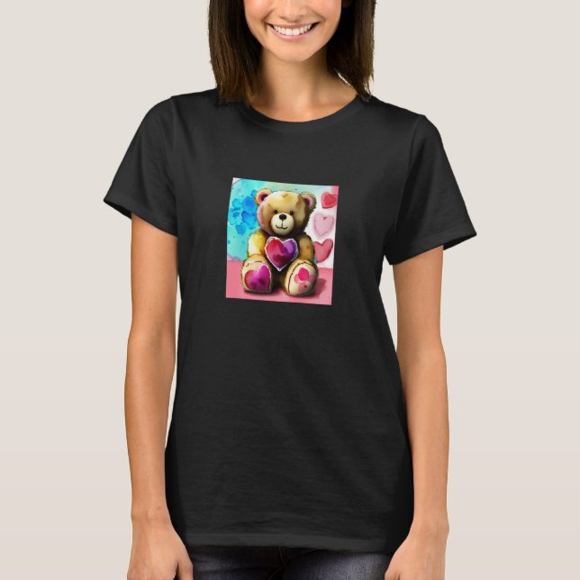 Camiseta Valentine's Day Love Heart Bear Teddy Girlfriend F (Frente)