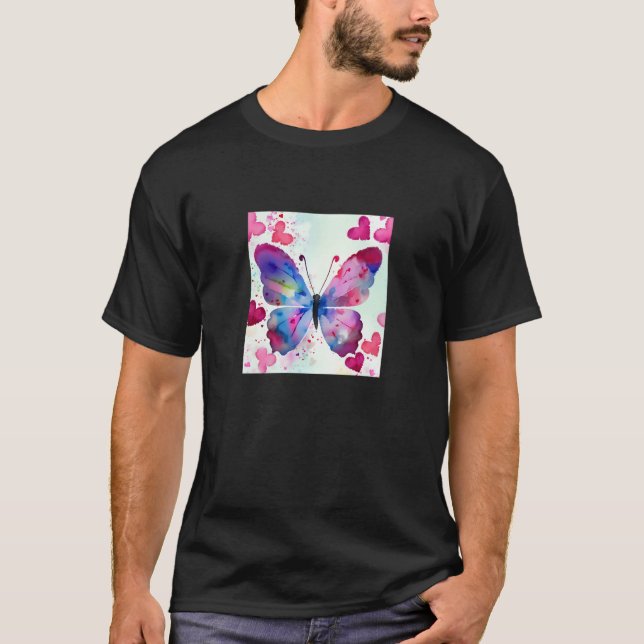 Camiseta Valentine's Day Love Heart Butterfly Girlfriend Fi (Frente)