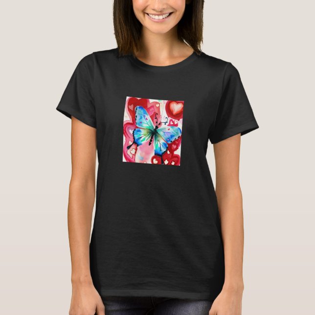 Camiseta Valentine's Day Love Heart Butterfly Girlfriend Fi (Frente)
