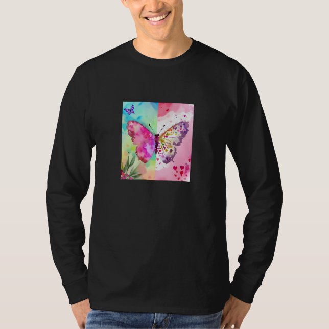 Camiseta Valentine's Day Love Heart Butterfly Girlfriend Fi (Frente)
