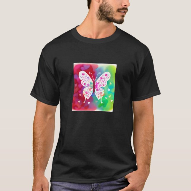 Camiseta Valentine's Day Love Heart Butterfly Girlfriend Fi (Frente)