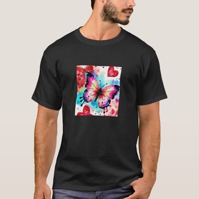 Camiseta Valentine's Day Love Heart Butterfly Girlfriend Fi (Frente)