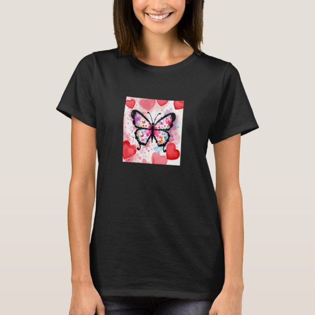 Camiseta Valentine's Day Love Heart Butterfly Girlfriend Fi (Frente)