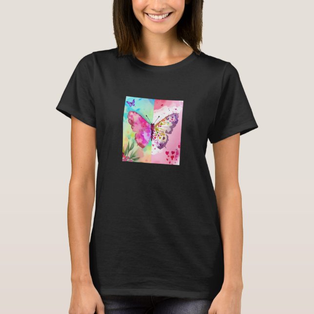 Camiseta Valentine's Day Love Heart Butterfly Girlfriend Fi (Frente)