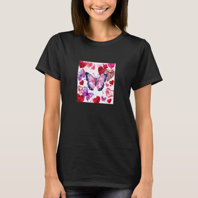 Camiseta Valentine's Day Love Heart Butterfly Girlfriend Fi (Frente)