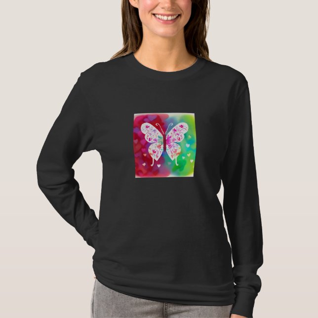 Camiseta Valentine's Day Love Heart Butterfly Girlfriend Fi (Frente)