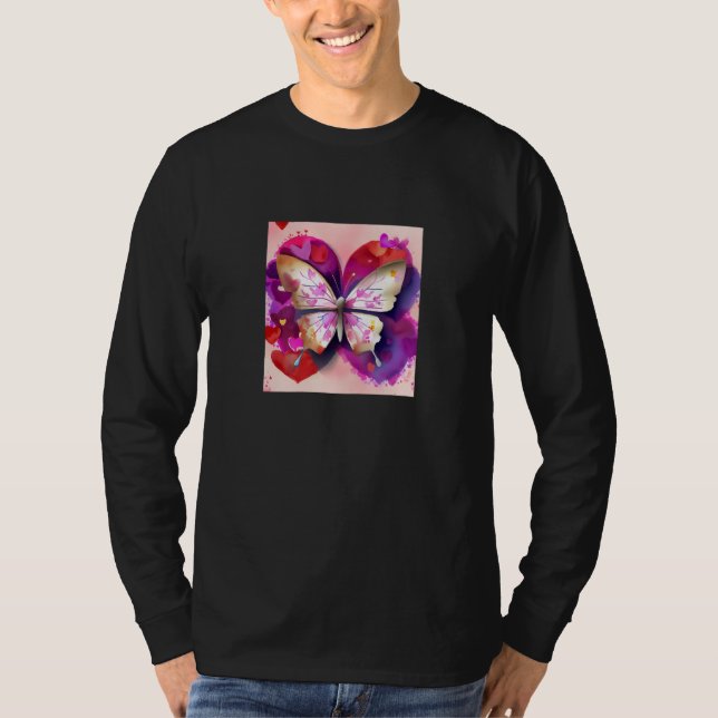 Camiseta Valentine's Day Love Heart Butterfly Girlfriend Fi (Frente)
