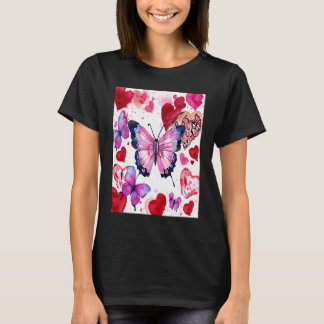 Camiseta Valentine's Day Love Heart Butterfly Girlfriend Fi