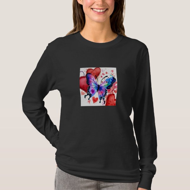 Camiseta Valentine's Day Love Heart Butterfly Girlfriend Fi (Frente)