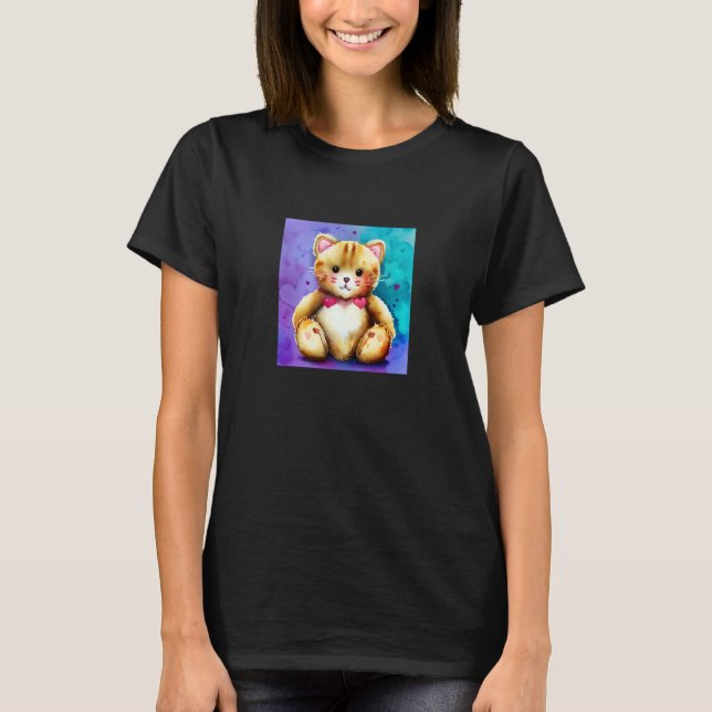 Camiseta Valentine's Day Love Heart Cat Teddy Girlfriend Fi (Frente)