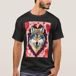 Camiseta Valentine's Day Love Heart Cute Wolf Girlfriend Fi