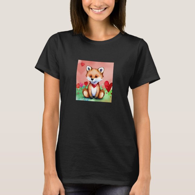 Camiseta Valentine's Day Love Heart Fox Teddy Girlfriend Fi (Frente)