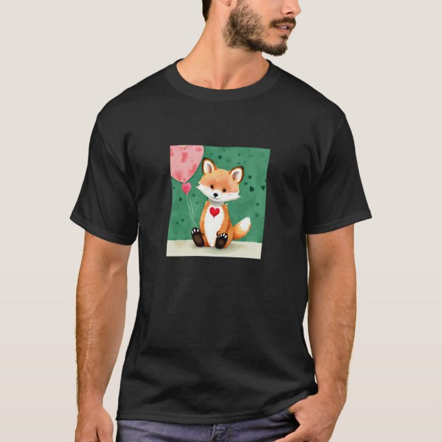 Camiseta Valentine's Day Love Heart Fox Teddy Girlfriend Fi (Frente)