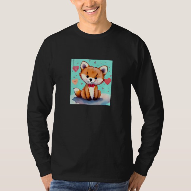Camiseta Valentine's Day Love Heart Fox Teddy Girlfriend Fi (Frente)