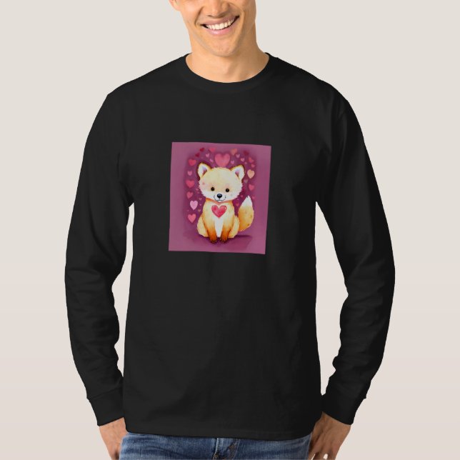 Camiseta Valentine's Day Love Heart Fox Teddy Girlfriend Fi (Frente)